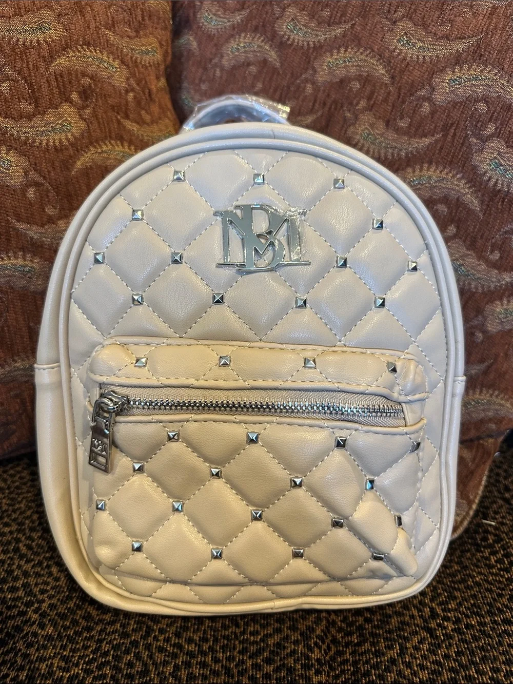 NWT Badgley Mischka Mini Studded Backpack in the Buff Beige